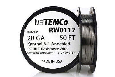 Temco Kanthal A1 Wire 28 Gauge 50 Ft Resistance Awg A-1 Ga